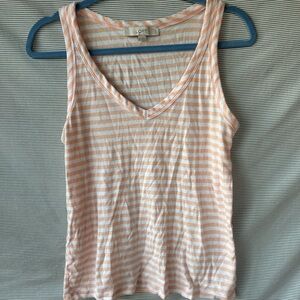 LOFT Women's Peach Striped Tank Top